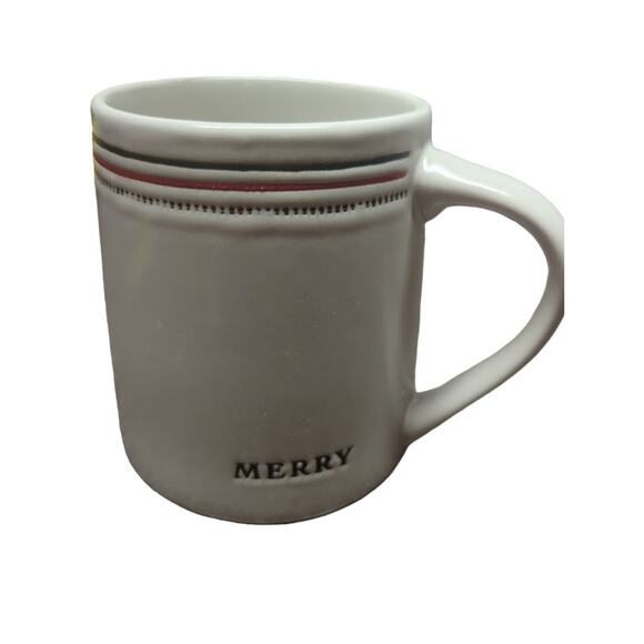 Hearth & Hand with Magnolia Christmas MERRY/JOY Stripes Stoneware Mug CUP - Picture 7 of 7